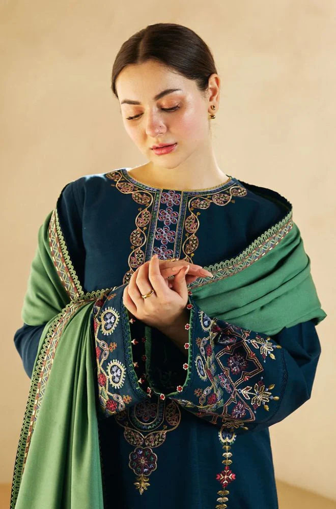 Zara Shahjahan Unstitched Luxury Dhanak Heavy Embroidered 3PC Suit