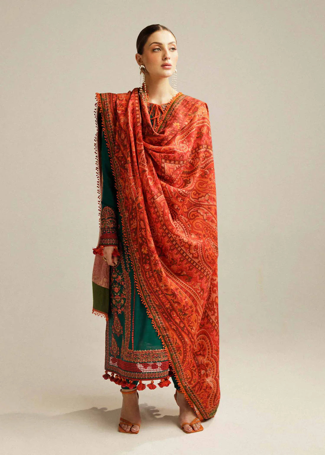 Hussain Rehar Unstitched Luxury Lawn Heavy Embroidered 3PC Suit