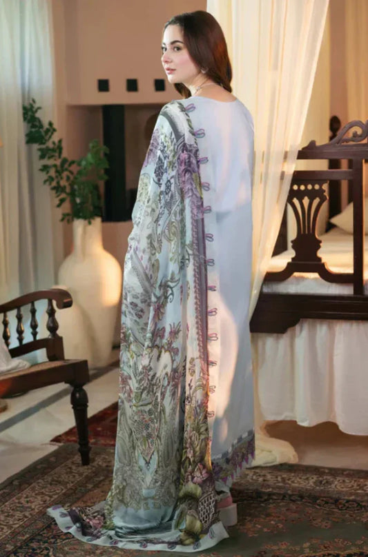 3PC Lawn Embroidered Suit Ready to Wear Dupatta Sky