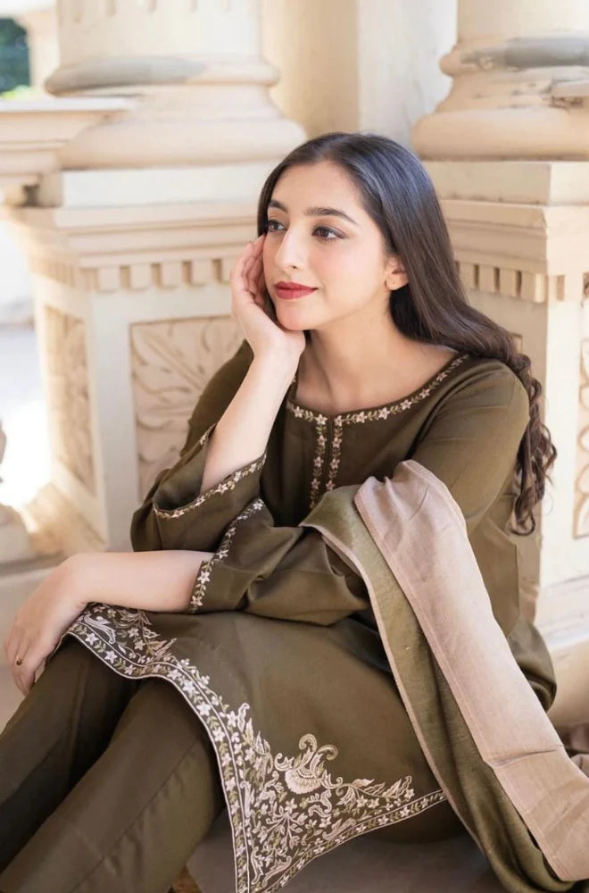 Asling Unstitched Luxury Dhanak Heavy Embroidered 3PC Suit