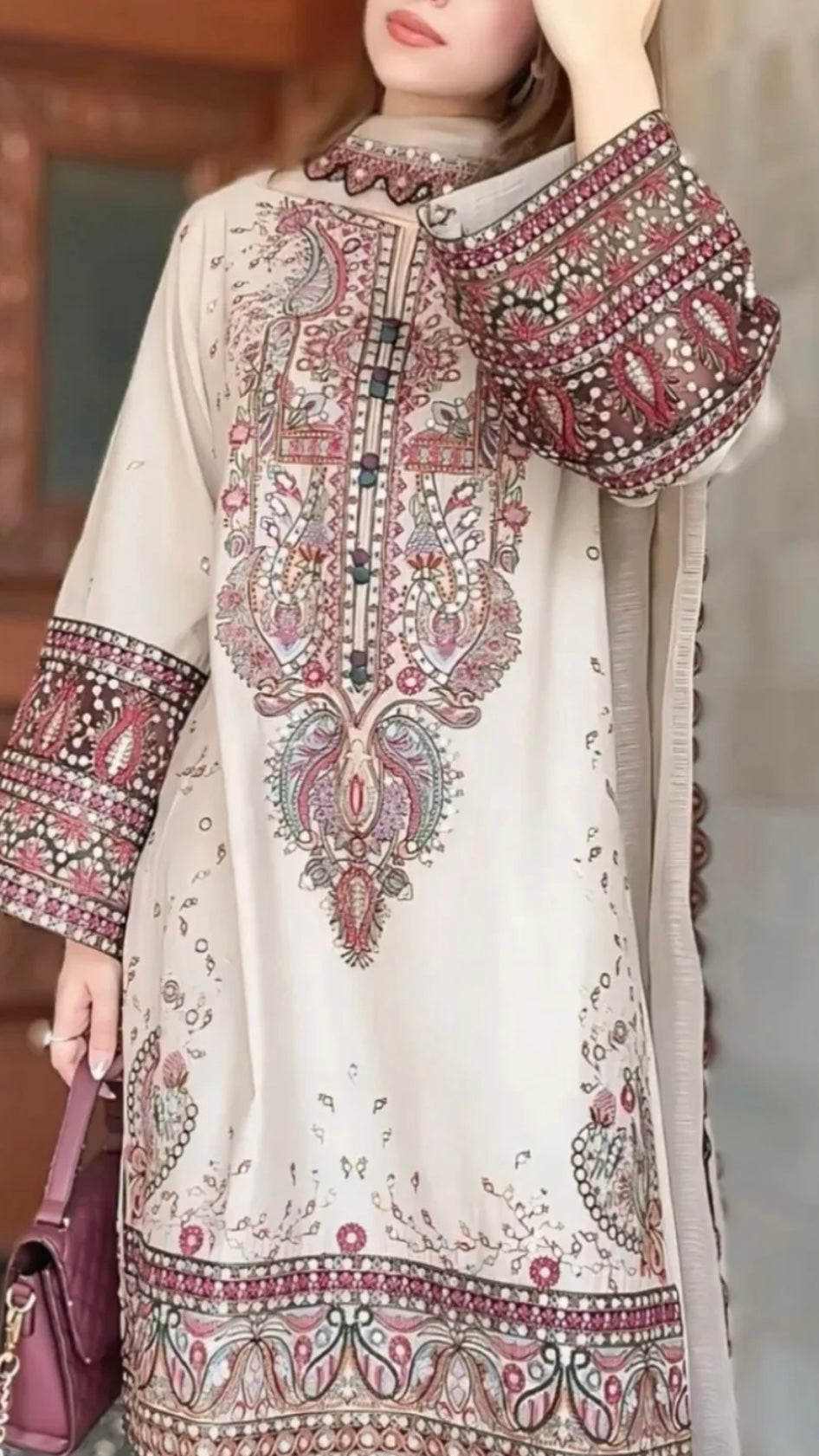 Unstitched Dhanak Embroidered Front with Dhanak Dupata
