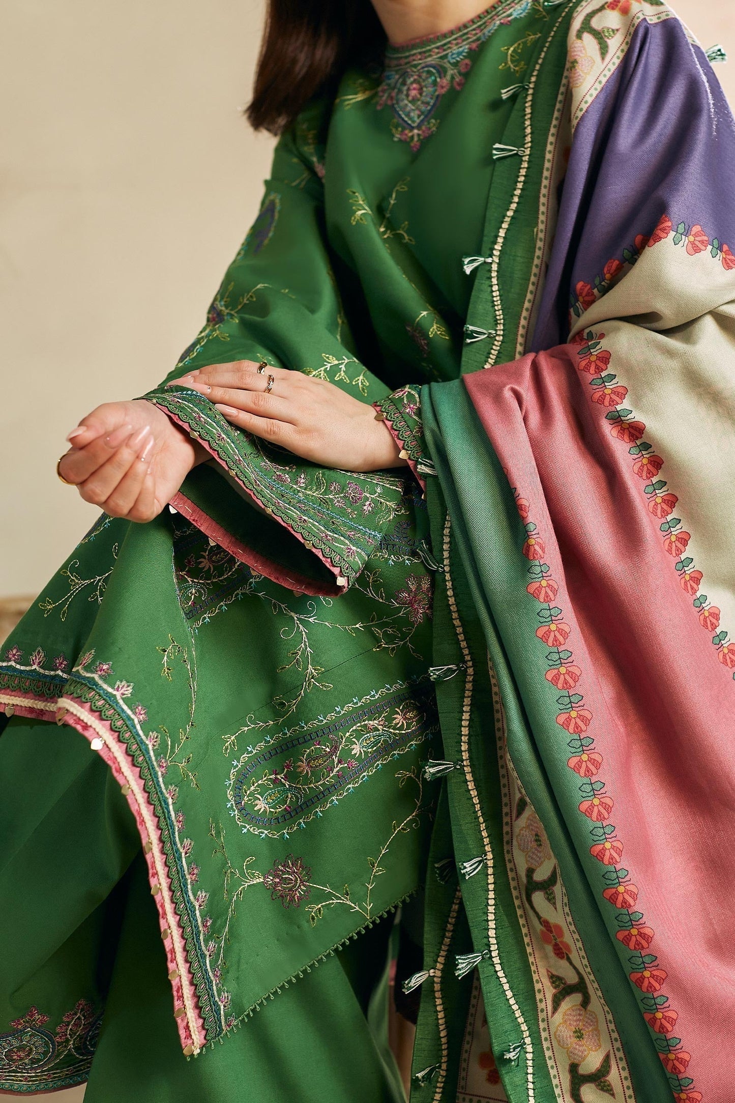 Zara Shahjahan Unstitched Luxury Dhanak Heavy Embroidered 3PC Suit