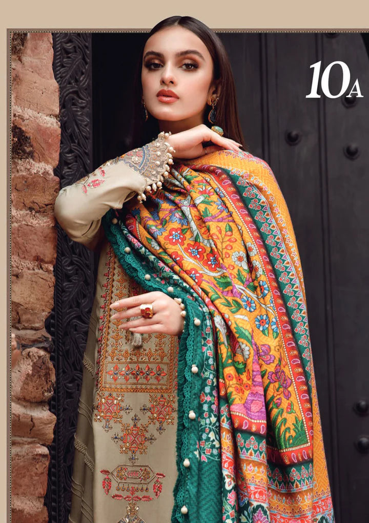 WINTER 3PC Dhannak Embroidered Suit With Printed Shawll