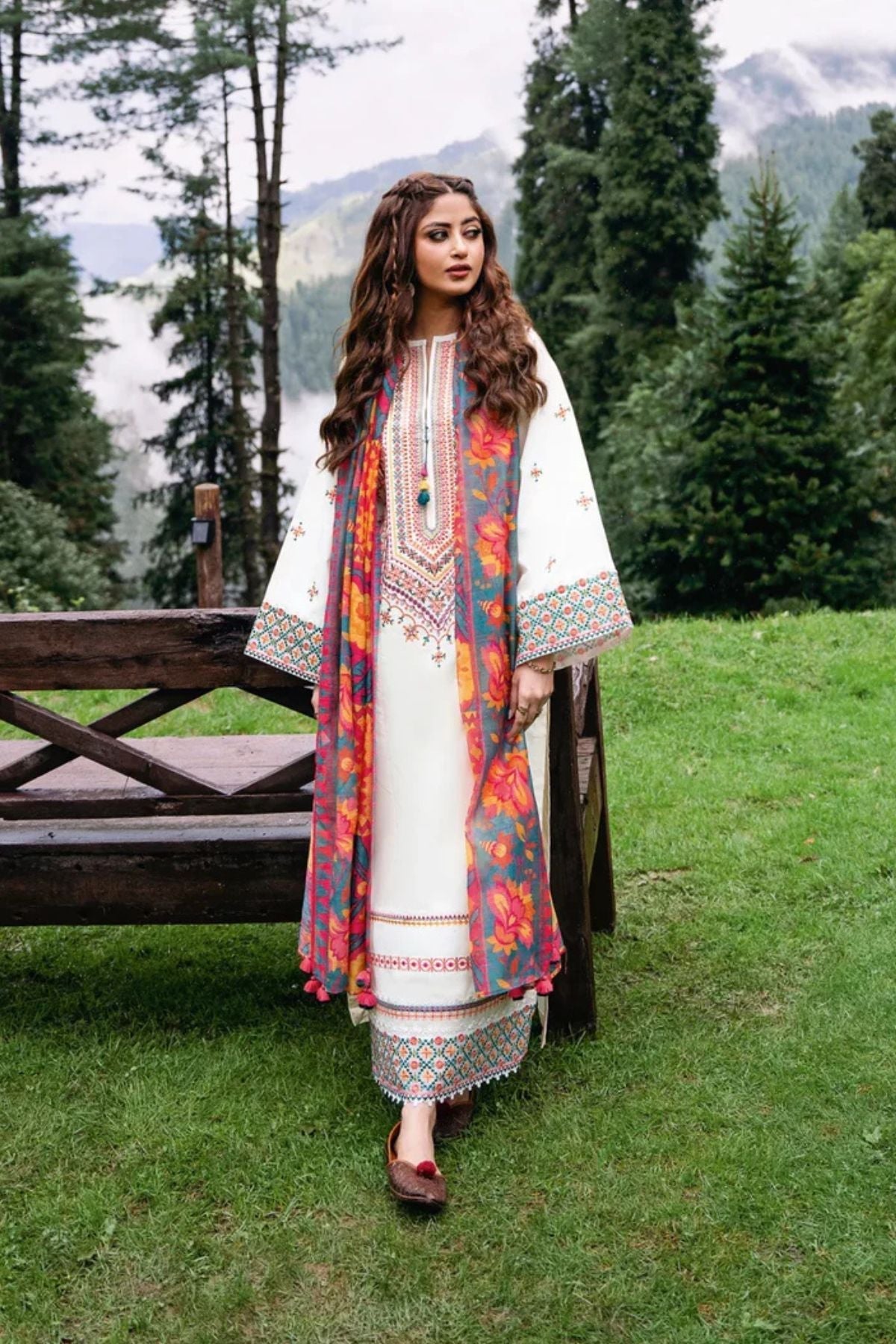 3PC Unstitched Luxury Dhanak Heavy Embroidered Suit