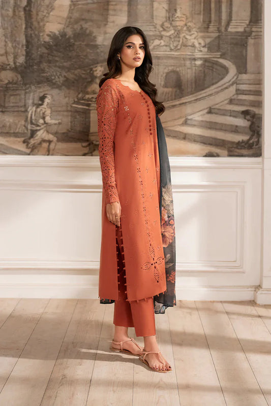 Iznik - 3Pc Unstitch Embroidered Dress Lawn Summer Season | Rusty