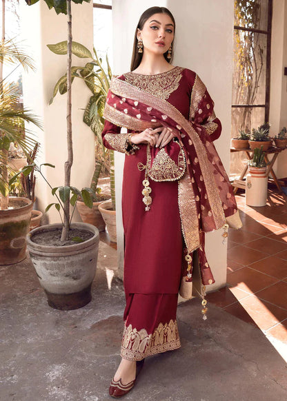 3 Piece Shamooz Silk With Organza Jacquard Banarsi Duppatta