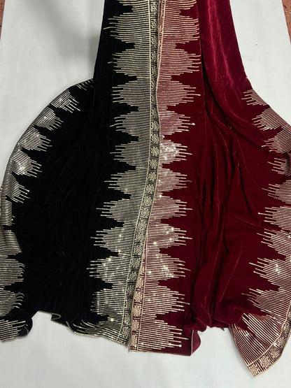 Velvet Shawl Embroidered Luxury