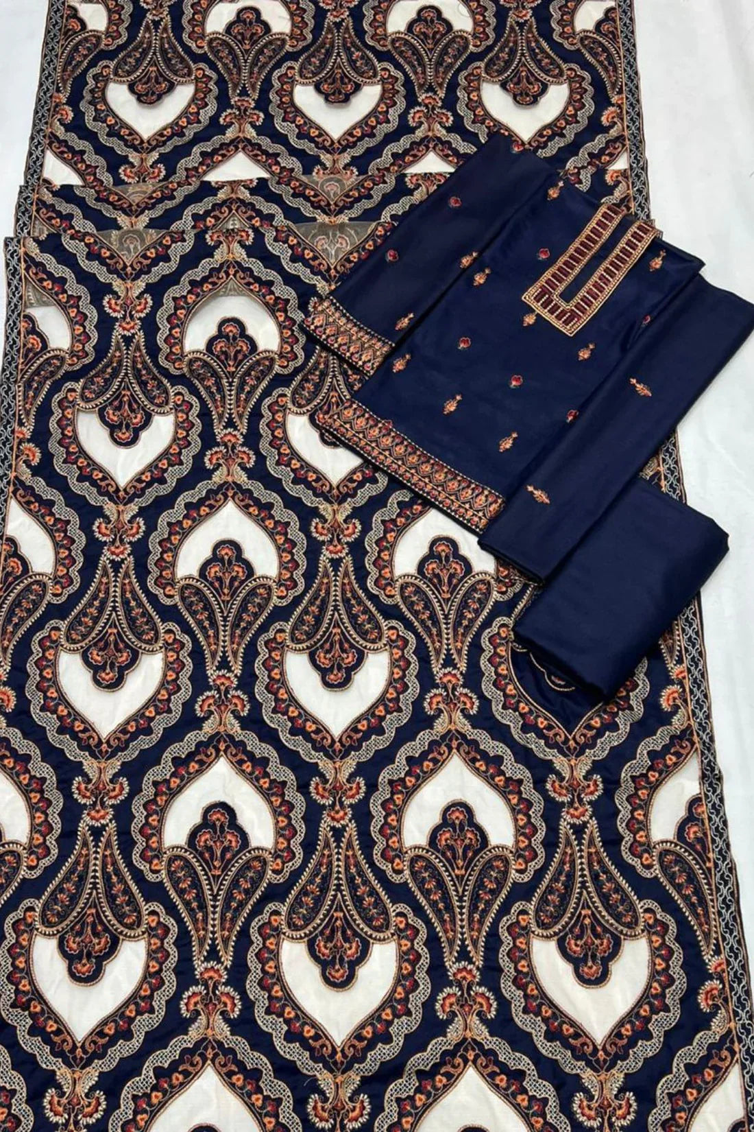 Bareeze BLUE Unstitched Luxury Dhanak Heavy Embroidered 3PC Suit With Laser Cut Shawl