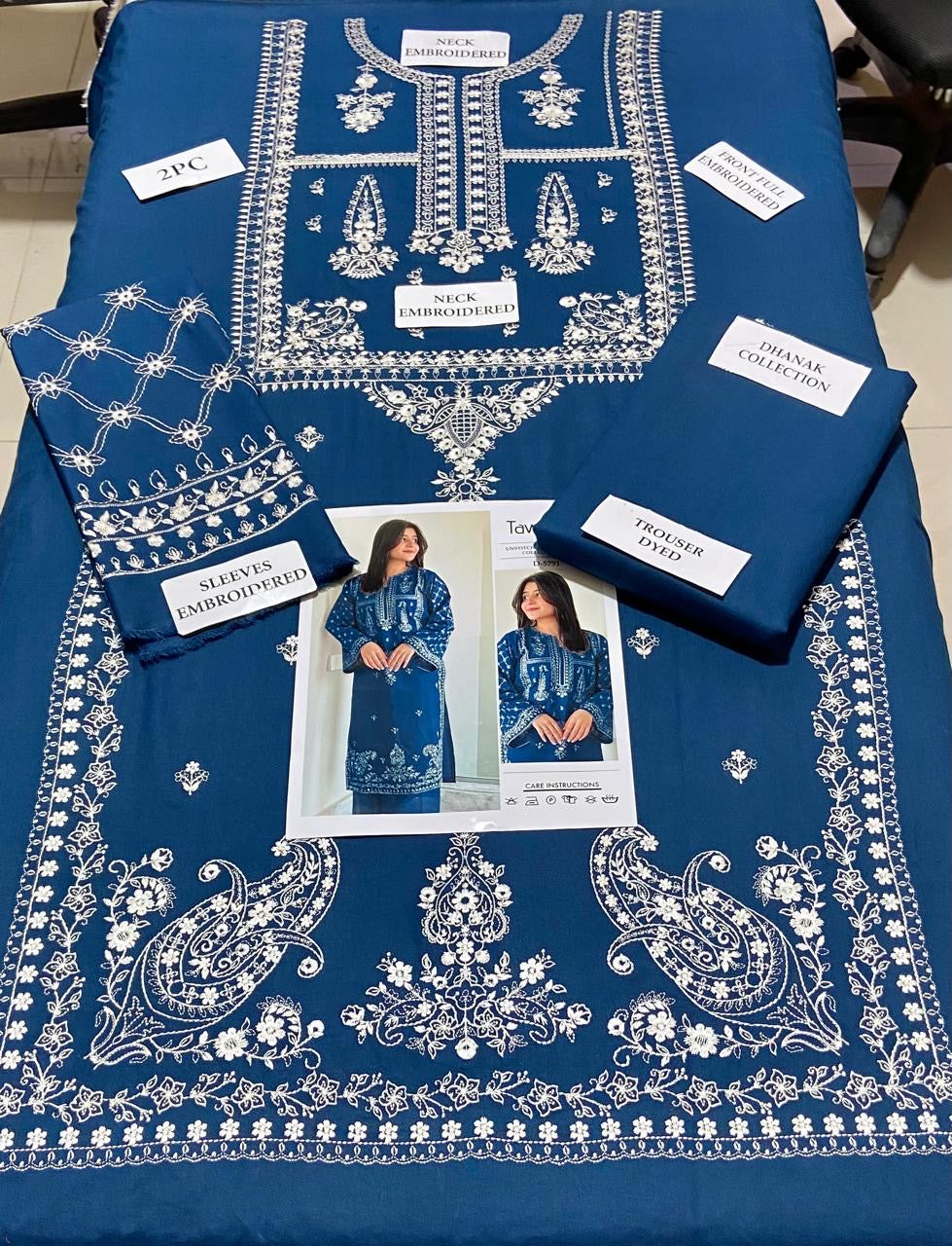 Dhanak 2pc Unstitched Embroidered