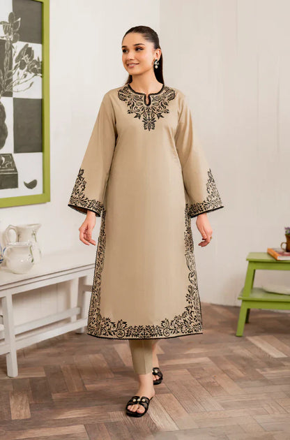 3PC Dhanak Embroidered suit with Printed Shawl