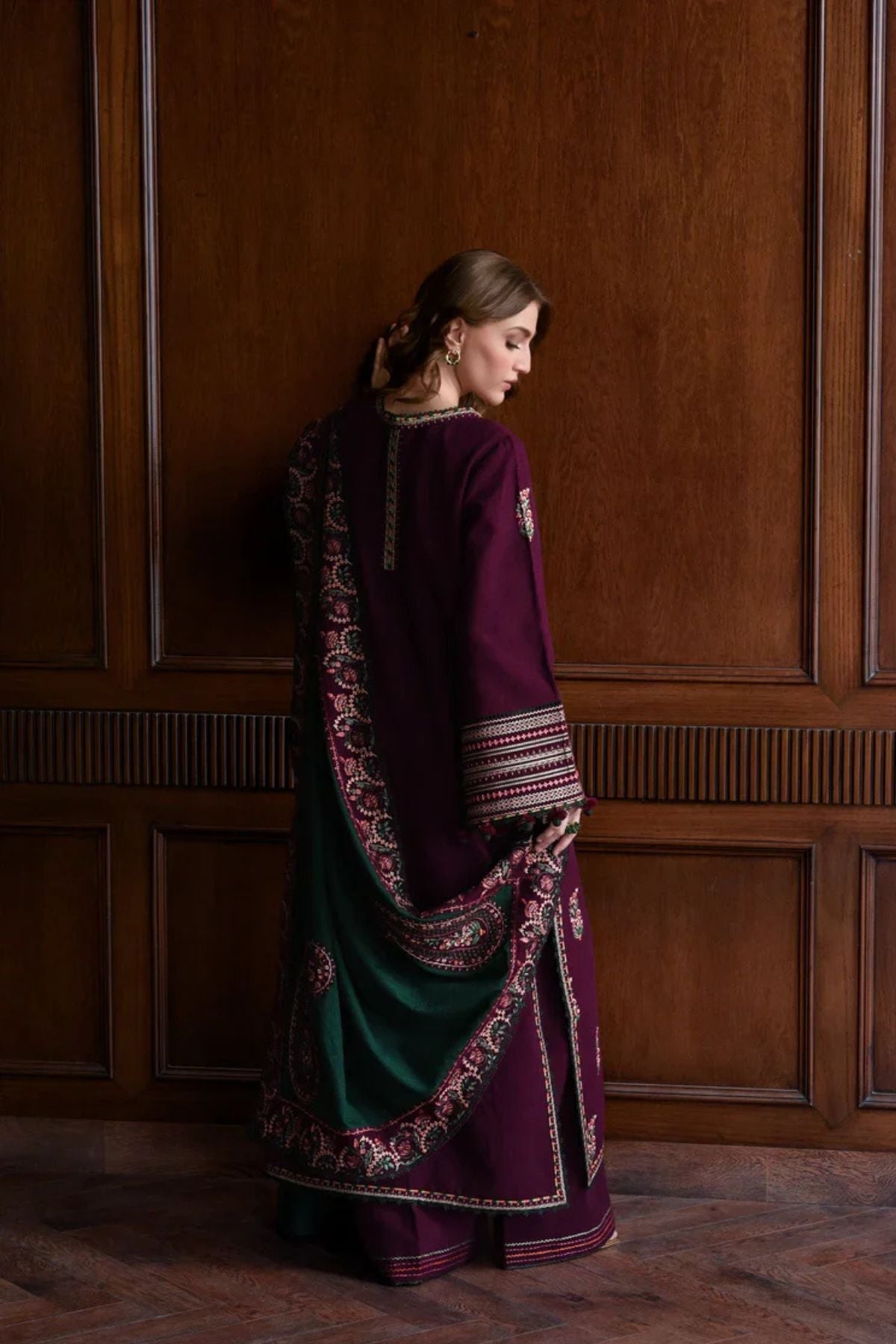 Zaib Batik Unstitched Luxury Dhanak Heavy Embroidered 3PC Suit