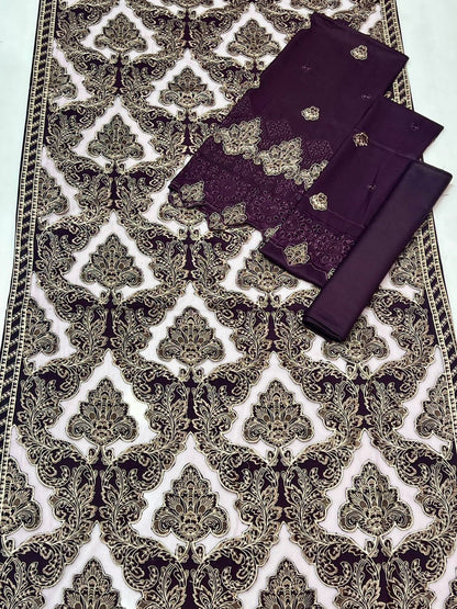 Purple Unstitched Luxury Dhanak Heavy Embroidered 3pc 508