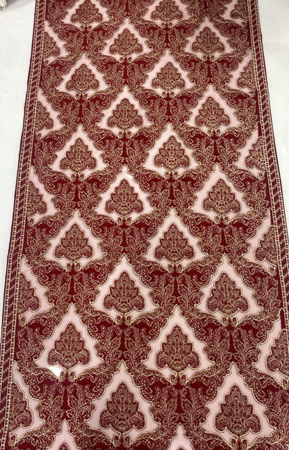 Reddish Mehroon Unstitched Luxury Dhanak Heavy Embroidered 3pc 508