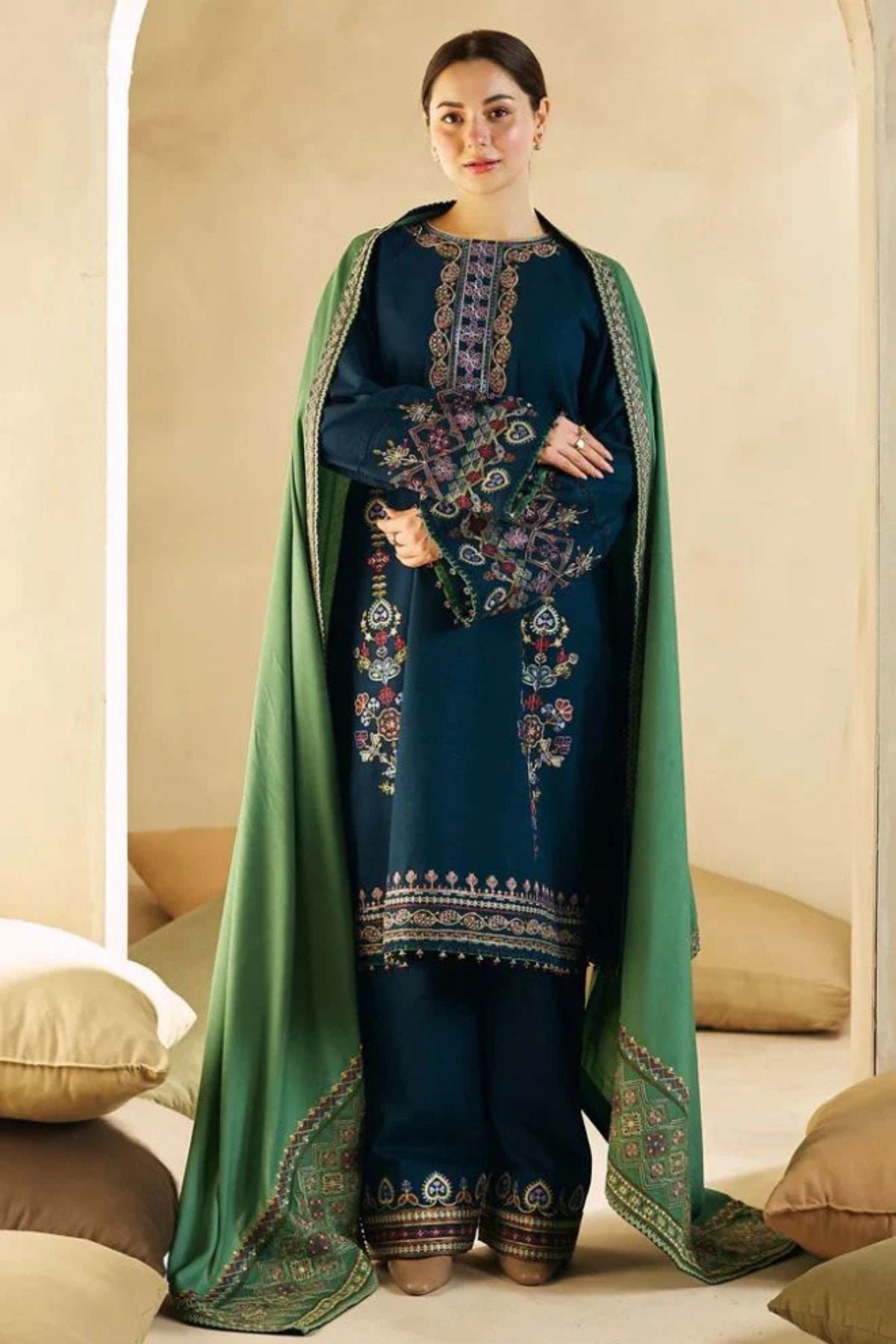 Zara Shahjahan Unstitched Luxury Dhanak Heavy Embroidered 3PC Suit