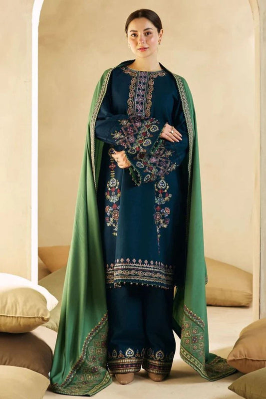 Zara Shahjahan Unstitched Luxury Dhanak Heavy Embroidered 3PC Suit