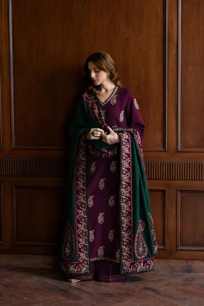 Zaib Batik Unstitched Luxury Dhanak Heavy Embroidered 3PC Suit