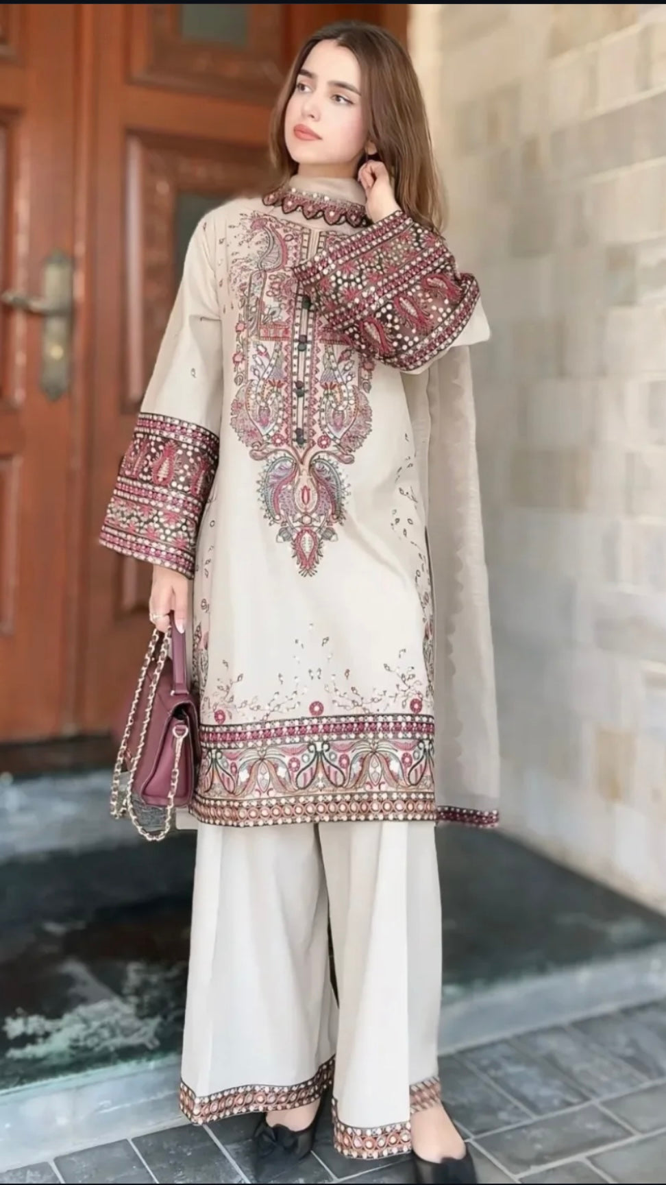 Unstitched Dhanak Embroidered Front with Dhanak Dupata
