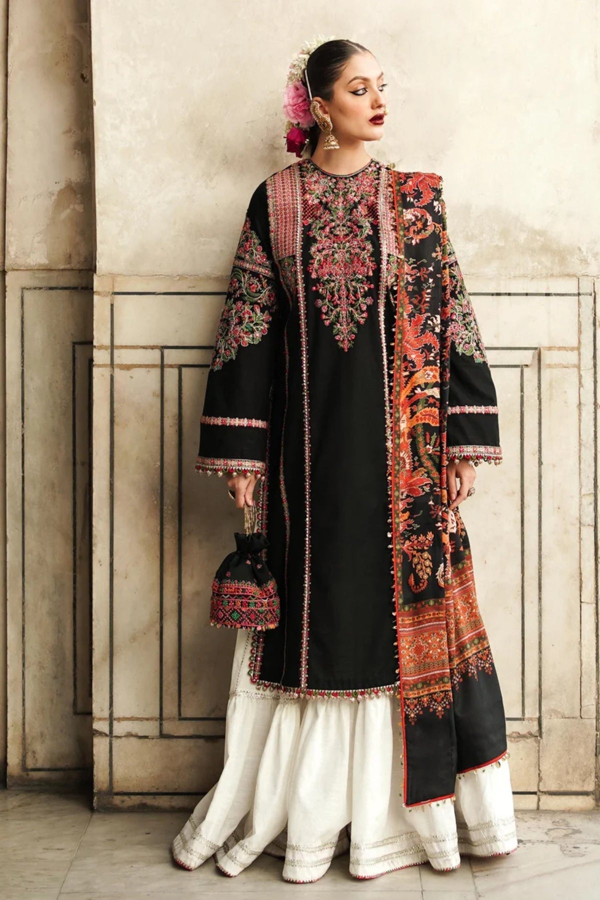 Hussain Rehar Unstitched Luxury Dhanak Heavy Embroidered 3PC Suit