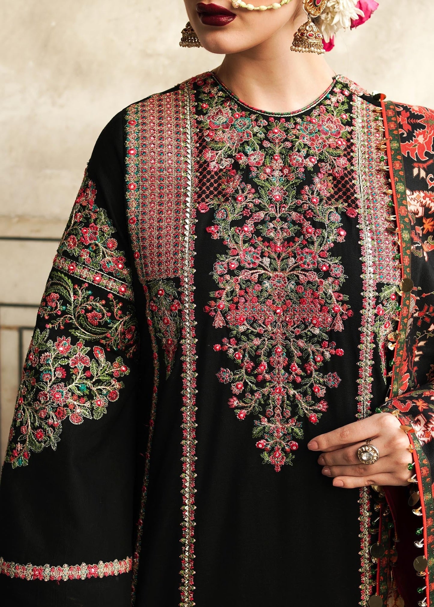 Hussain Rehar Unstitched Luxury Dhanak Heavy Embroidered 3PC Suit