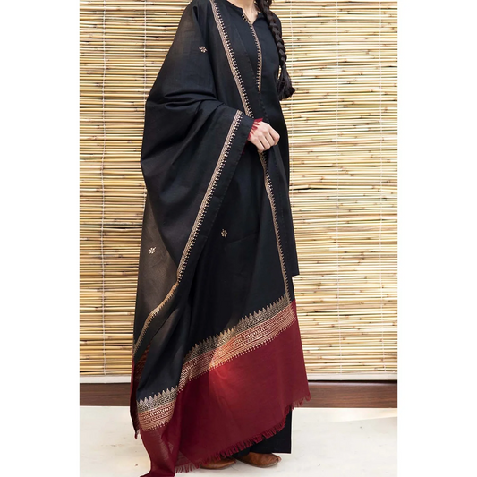 Dyot Dhanak Suit With Wool Shawl Green