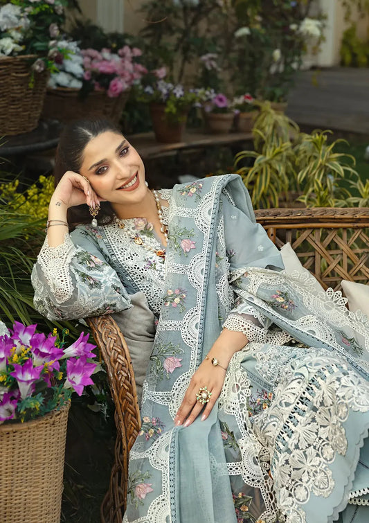 Elaf Unstitched Luxury Dhanak Heavy Chikenkari Embroidered 3PC Suit
