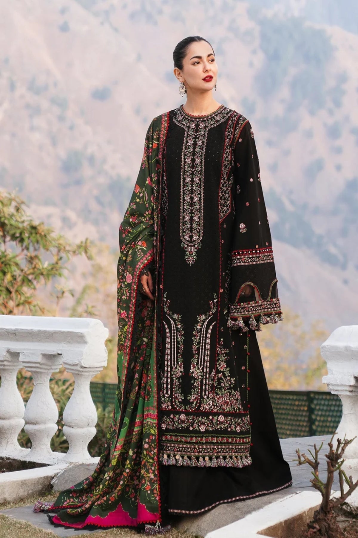 Hussain Rehar Unstitched Luxury Dhanak Heavy Embroidered 3PC Suit