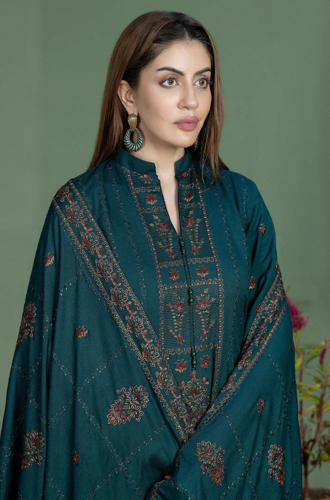 3PC DHANAK UNSTITCHED WITH EMBROIDERED SHAWL